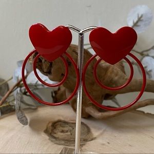 Vintage- Convertible Heart Studs with optional dangling hoops